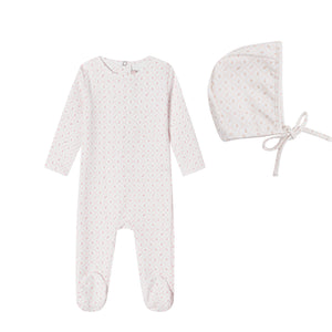 Baby Girl Footie + Hat | Geometrical Printed| White | Minilabel | AW26