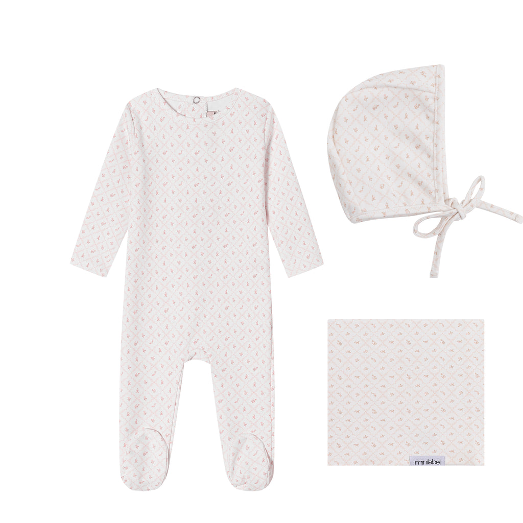 Baby Girl Layette Set | Geometrical Printed | White | Minilabel | AW26