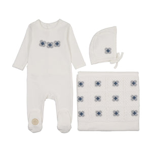 Baby Boy Layette Set | Crochet Patch | Ivory & Blue | Mon Tresor | SS26