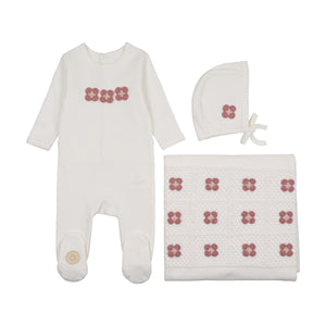 Baby Girl Layette Set | Crochet Patch | Ivory & Pink | Mon Tresor | SS26