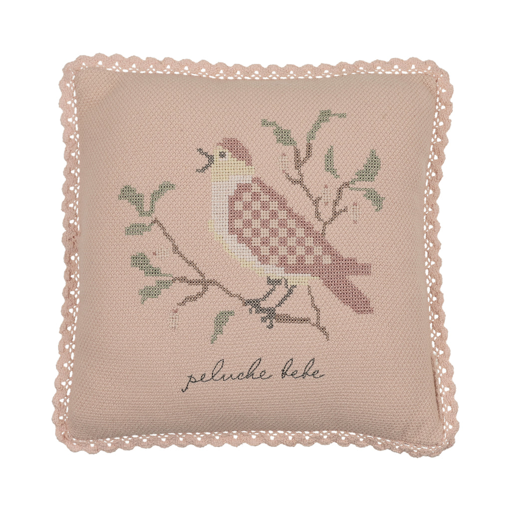 Cross Stitch Knit Pillow | Rose | Peluche | AW26