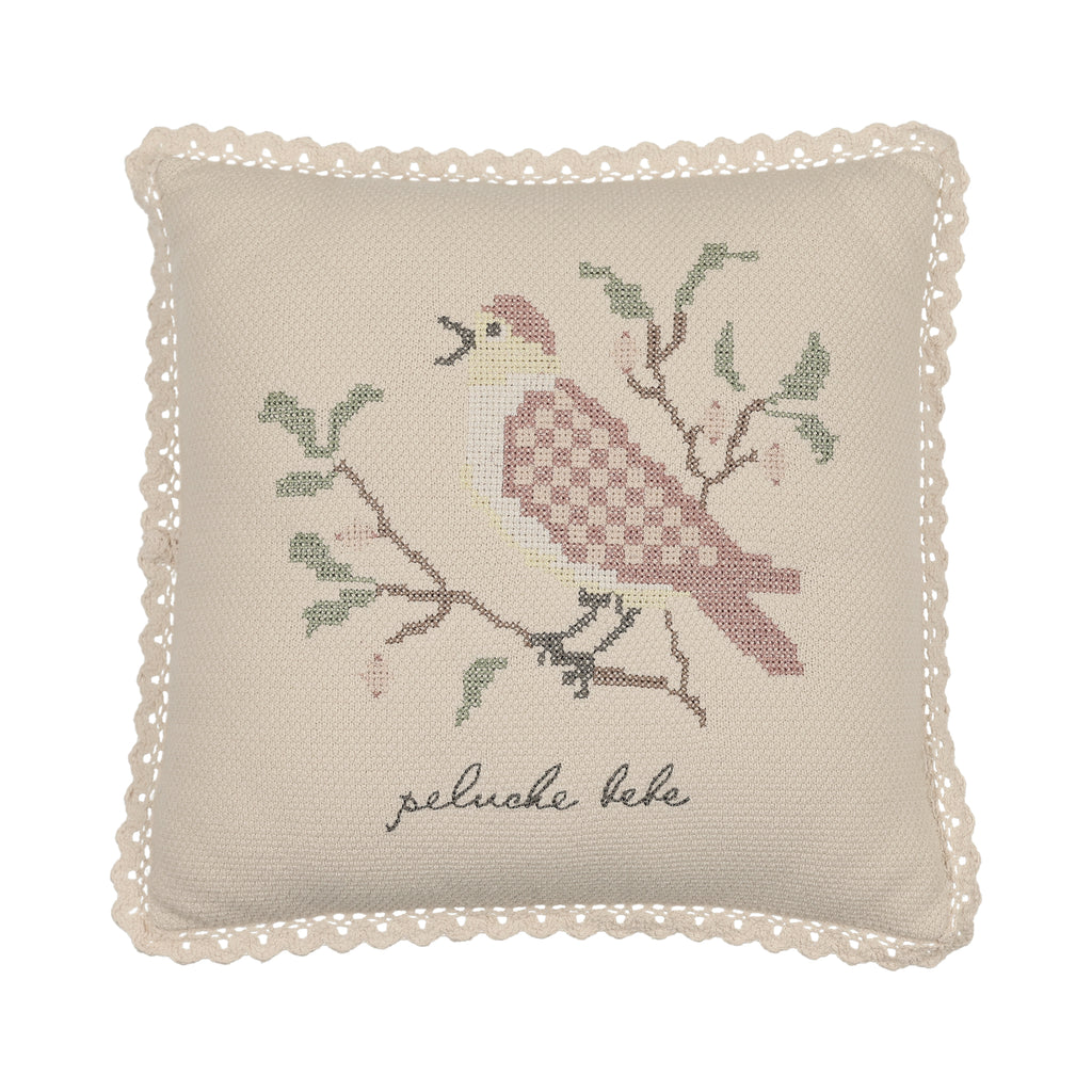 Cross Stitch Knit Pillow | Stone/Rose | Peluche | AW26