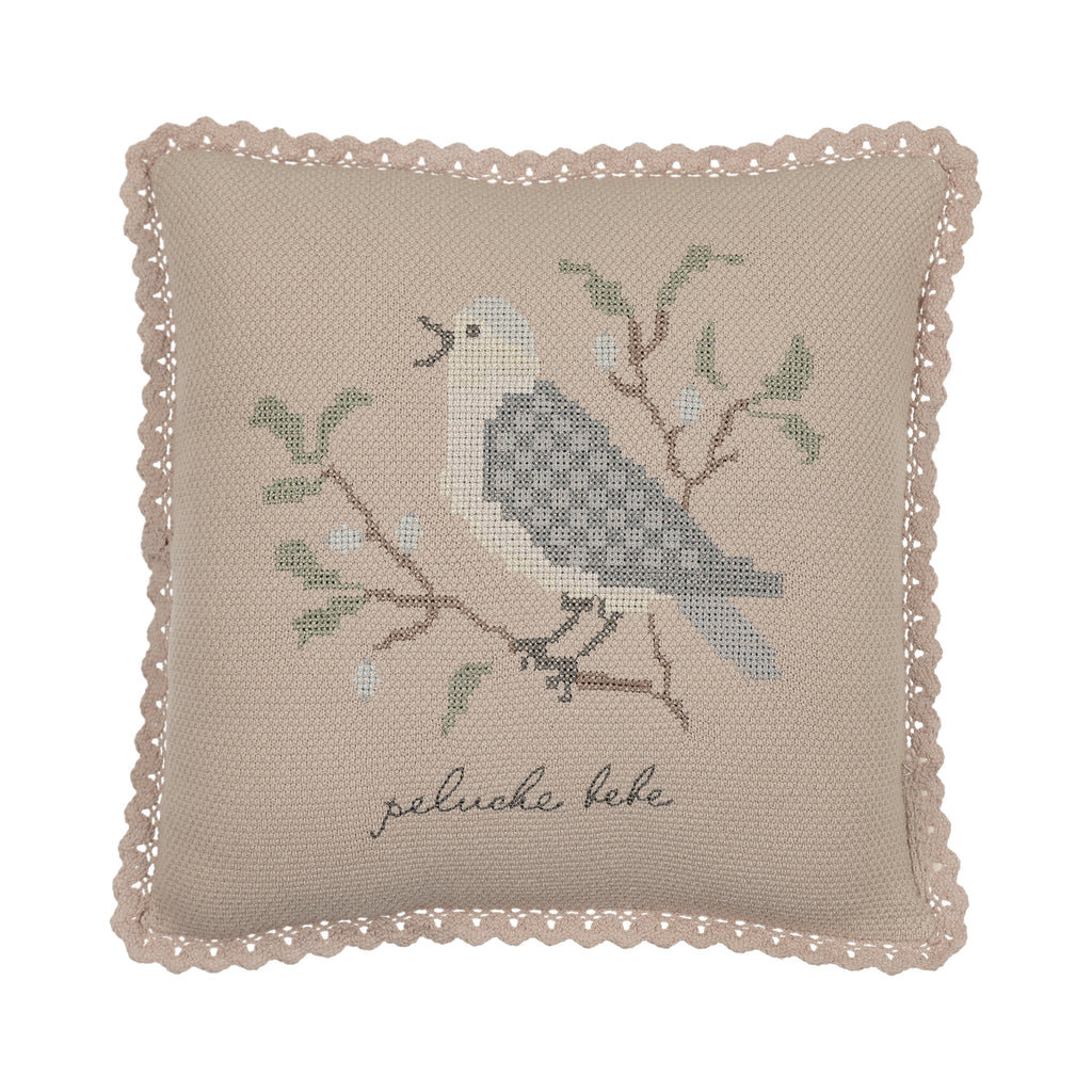 Cross Stitch Knit Pillow | Taupe | Peluche | AW26