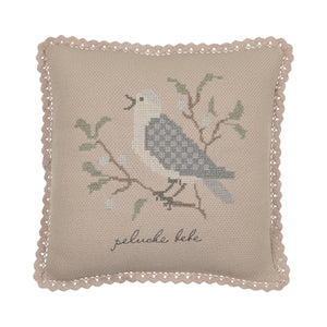 Cross Stitch Knit Pillow | Taupe | Peluche | AW26