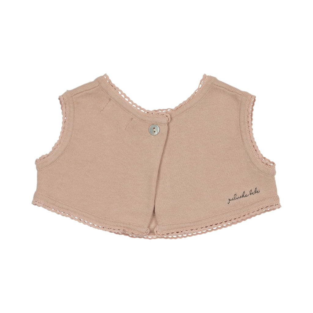 Baby Girl Overlay Bib | Cross Stitch | Rose | Peluche |AW26