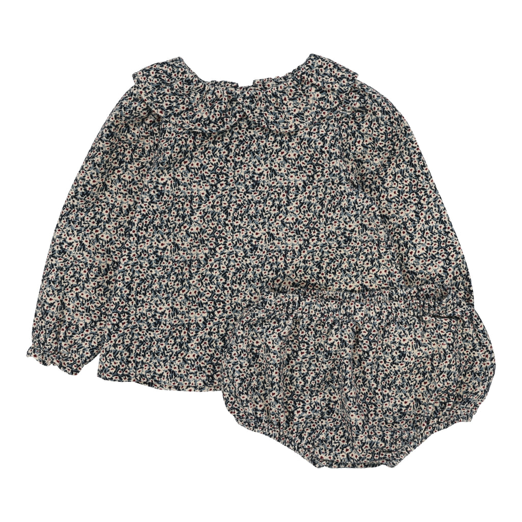 Baby Girl Outfit | Daisy Floral Set | Dusty Blue | Lil Legs | Aw25