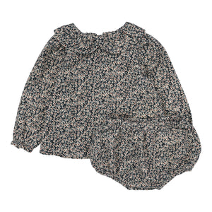 Baby Girl Outfit | Daisy Floral Set | Dusty Blue | Lil Legs | Aw25