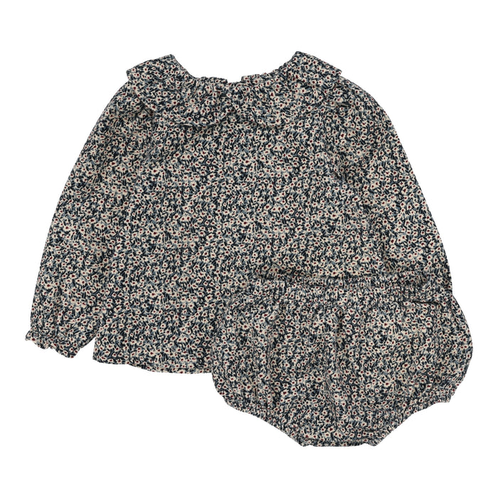 Baby Girl Outfit | Daisy Floral Set | Dusty Blue | Lil Legs | Aw25