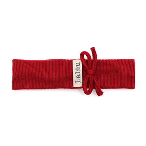 Baby Headband | Knit - Bow On Side | Red | Lalou Aw23