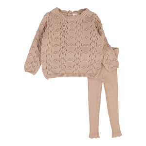 Baby Girl Outfit | Knit Set  | Dusty Pink | Lil Legs | Aw25