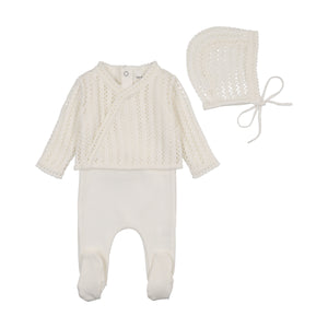 Baby Neutral 2 Piece Outfit | Dainty Sweater | Chalk White | Bee and Dee | AW25