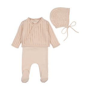 Baby Girl 2 Piece Outfit | Dainty Sweater | Champagne Pink | Bee and Dee | AW25