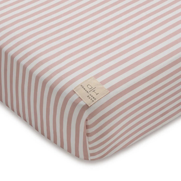 DH Block Stripe Crib Sheet | Pink | Domani Bebe