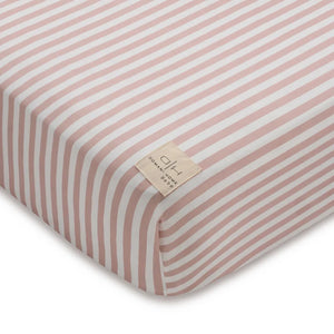 DH Block Stripe Crib Sheet | Pink | Domani Bebe