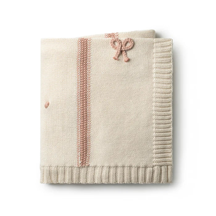 Knit Baby Blanket | DH Mini Bow Blanket | Pink | Domani Bebe