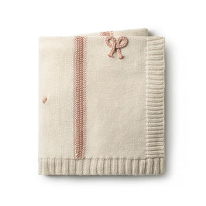 Knit Baby Blanket | DH Mini Bow Blanket | Pink | Domani Bebe