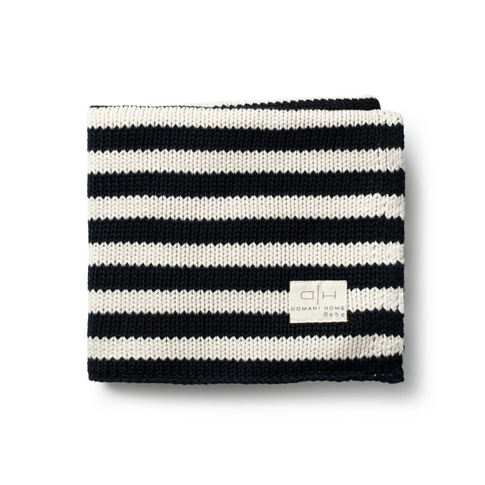 Knit Baby Blanket | Iconic Stripe | Black | Domani Bebe