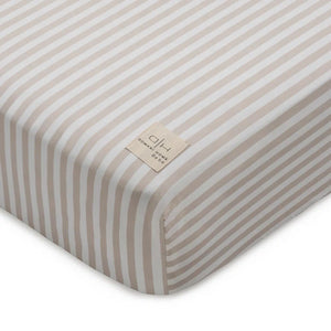 DH Block Stripe Crib Sheet | Taupe | Domani Bebe