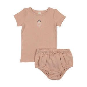 Baby Girl Bloomer Set | Embroidered Doll | Pink | Lil Legs