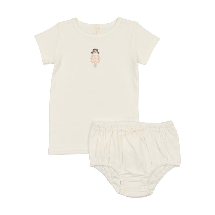 Baby Girl Bloomer Set | Embroidered Doll | White | Lil Legs