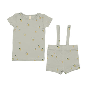 Baby Boy Short Set | Embroidered Fruit | Mint Lemon | Lil Legs