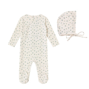 Baby Boy Footie + Hat | Hydrangea Printed Kimono | Cream | Minilabel | AW26