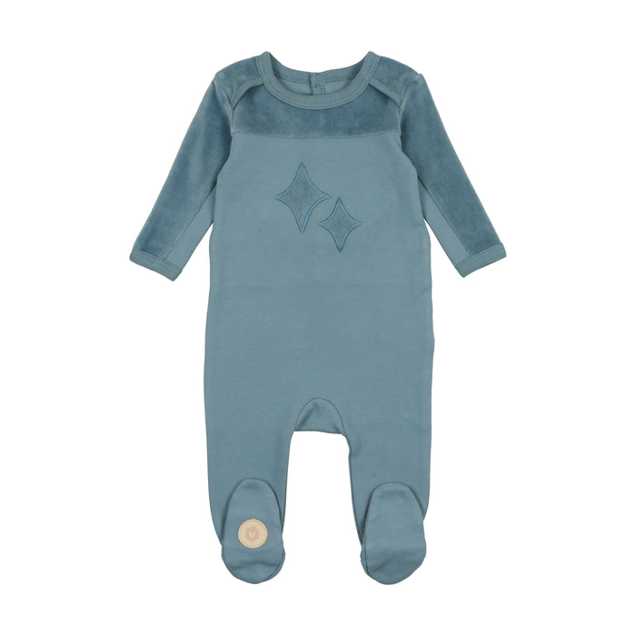 Baby Boy Footie | Embellished Cotton | Windward Blue | Mon Tresor | AW23