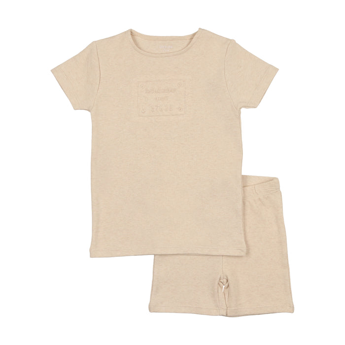 Baby Boy Short Set | Embossed Plaque | Butterscotch | Bee and Dee | SS25