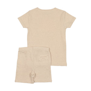 Baby Boy Short Set | Embossed Plaque | Butterscotch | Bee and Dee | SS25