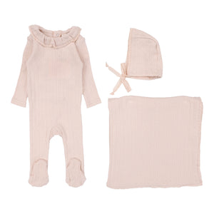 Baby Girl Layette Set | Fine Pointelle Collar | Petal Ruffle | Lil Legs | Aw25