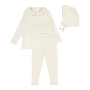 Baby Boy Set | Fine Pointelle Collar | Cream Peter Pan | Lil Legs | Aw25