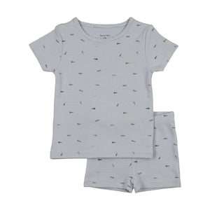 Baby Boy 2 Piece Outfit | Flag Print | Blue Fog | Bee and Dee | SS26