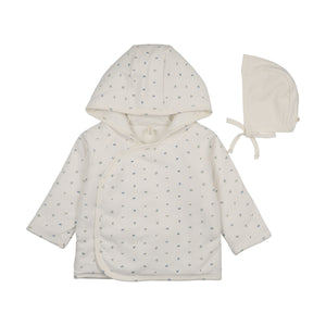 Baby Boy Jacket | Padded Bitsy Floral | Cream/Blue | Lil Legs |AW26