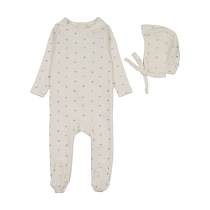Baby Boy Footie + Hat | Bitsy Floral | Cream/Oat| Lil Legs | AW26