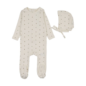 Baby Girl Footie + Hat | Bitsy Floral | Cream/Pink | Lil Legs | AW26