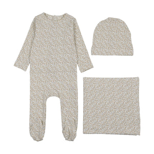 Baby Blue Layette Set | Dahlia Vines Print | Cream/Blue | Lil Legs | AW26