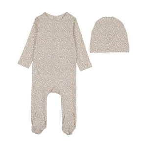 Baby Girl Footie + Hat | Dahlia Vines Print | Cream/Pink | Lil Legs | AW26