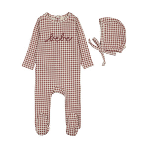 Baby Girl Footie + Hat | Gingham Bebe | Mauve | Lil Legs | AW26