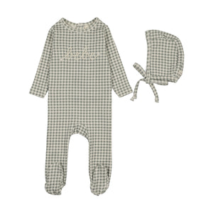 Baby Boy Footie + Hat | Gingham Bebe | Pale Blue | Lil Legs | AW26