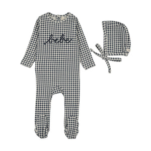 Baby Boy Footie + Hat | Gingham Bebe | Off Navy | Lil Legs | AW26