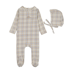 Baby Boy Footie + Hat | Tartan Print | Oat | Lil Legs | AW26