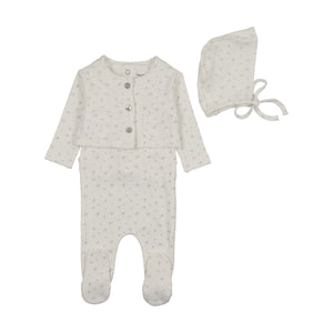 Baby Boy Footie + Cardigan Set | Floral Print | Chalk White | Bee and Dee | SS26