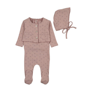 Baby Girl Footie + Cardigan Set | Floral Print | Rose | Bee and Dee | SS26