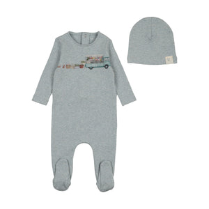 Baby Boy Footie + Hat | Flower Truck | Blue Mist | Bee and Dee | SS26