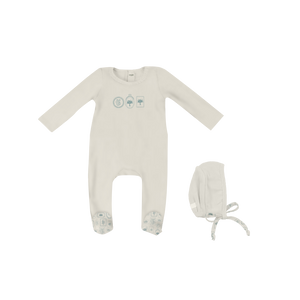 Baby Boy Footie & Round Bonnet | Keepsake Embroidery | SS26 | Milk Denmark
