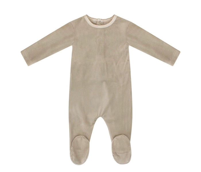 Baby Boy Footie | Textured Velour | Stone | Kipp | AW23