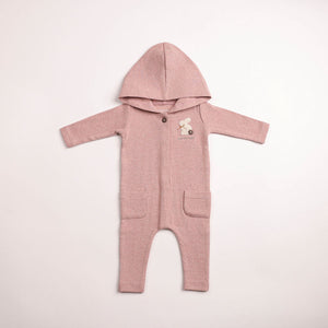 Baby Girl Romper | Fuzzy Bunny Hooded | Deep Mauve | Bee and Dee | AW26