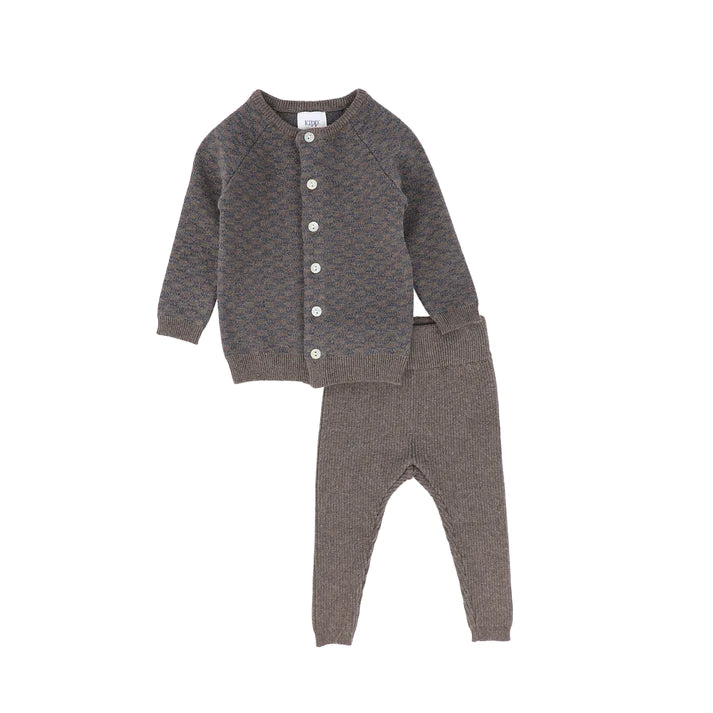 Baby Boy 2 Piece Outfit   Checked Knit Set   Cocoa   Kipp   AW