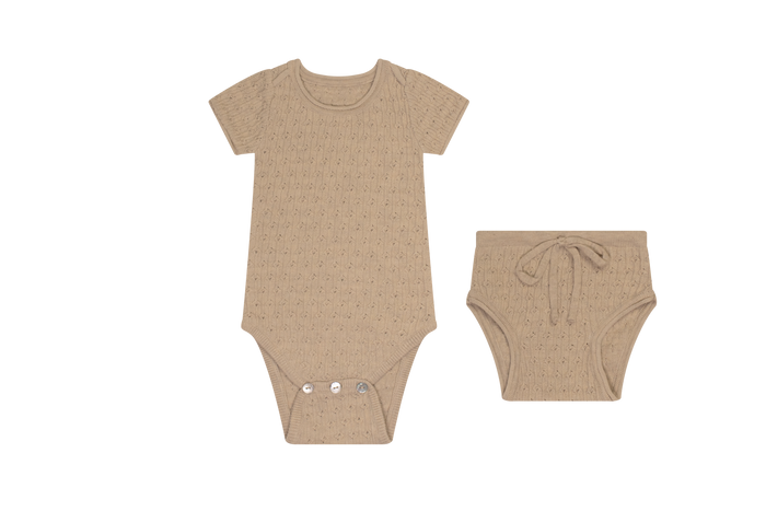 Baby Neutral Short Set | Rolled Edge Knit | Natural | Kipp