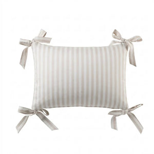 DH Block Stripe Pillow with Bows | Taupe | Domani Bebe